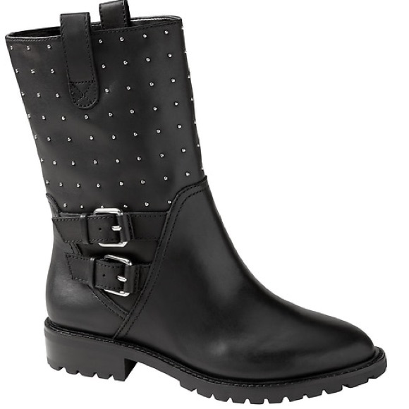 Banana Republic Shoes - BANANA REPUBLIC Studded Moto Boots-Leather-8.5M